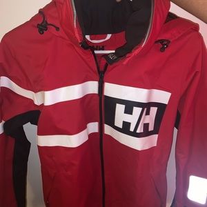 Red and white winter jacket